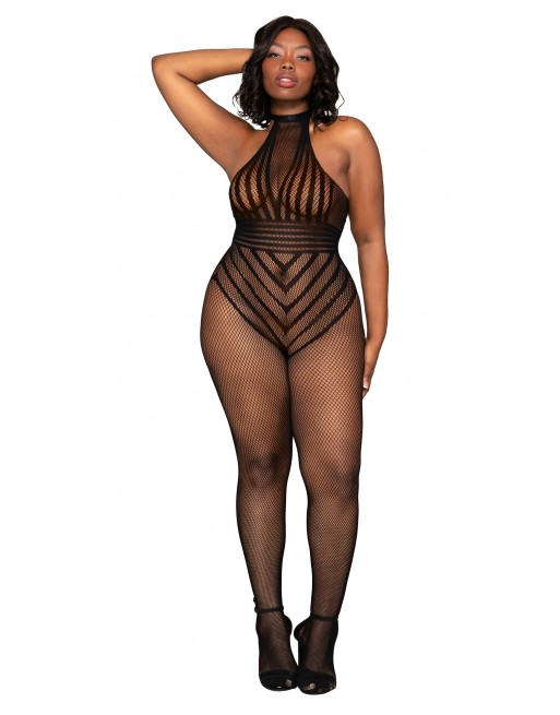 Bodystocking en résille grande taille - DG0402XBLK Bodystocking en résille grande taille - DG0402XBLK