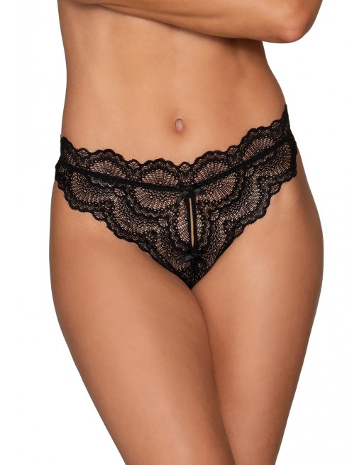 Tanga noir ouvert à l'entrejambe - DG1468BLK Tanga noir ouvert à l'entrejambe - DG1468BLK