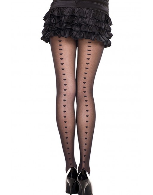 Collant fantaisie avec lignes de coeurs - MH7279BLK Collant fantaisie avec lignes de coeurs - MH7279BLK