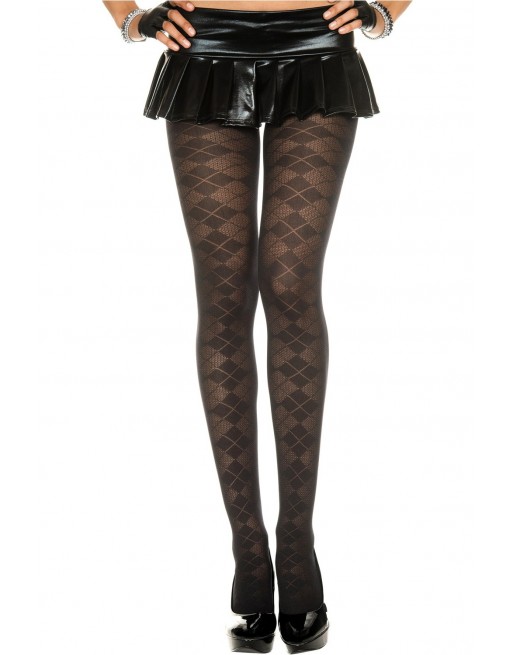 Collant nylon fantaisie noir effet losanges - MH7032BLK Collant nylon fantaisie noir effet losanges - MH7032BLK