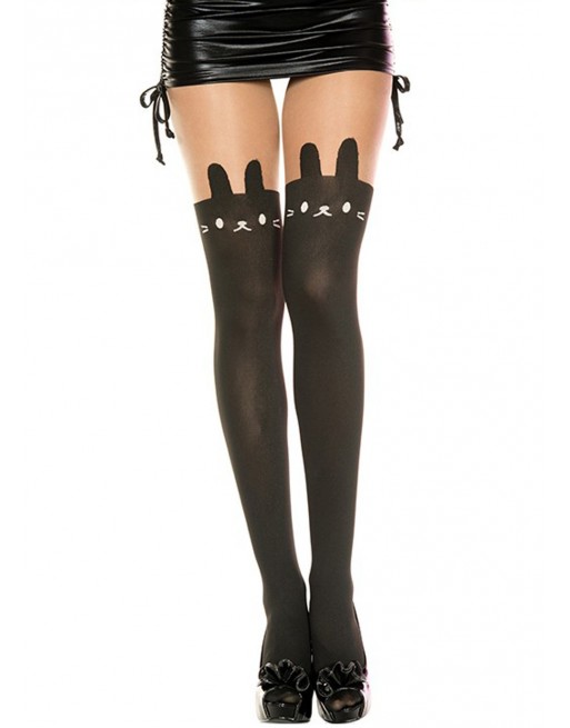 Collant nylon fantaisie opaque noir tête de lapin - MH7166BBL Collant nylon fantaisie opaque noir tête de lapin - MH7166BBL