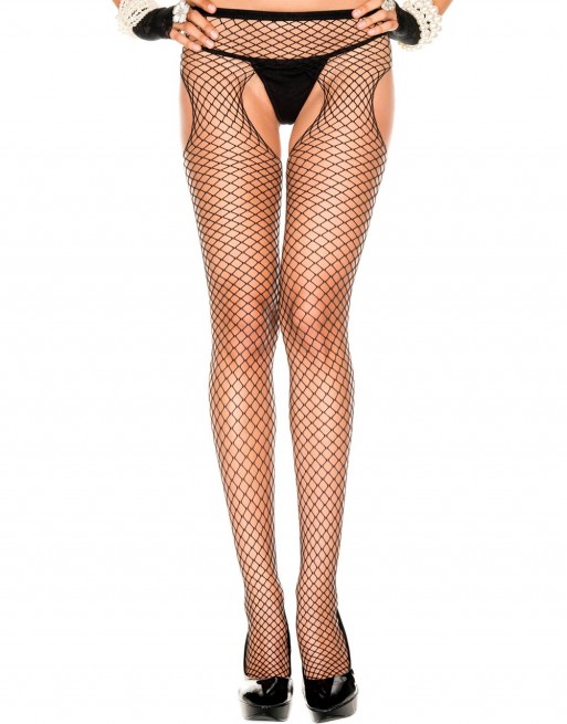 Collant noir résille échancré sur les hanches et entre-jambes - MH907BLK Collant noir résille échancré sur les hanches et entre-jambes - MH907BLK