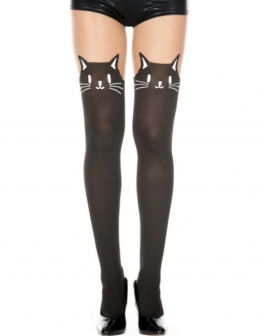 Collant semi opaque avec tête de chat fantaisie - MH7141BBE Collant semi opaque avec tête de chat fantaisie - MH7141BBE