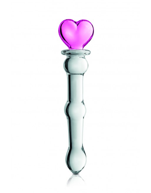 Gode en verre bicolor avec boules et coeur n°21 Glossy - CC532074 Gode en verre bicolor avec boules et coeur n°21 Glossy - CC532074