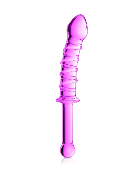 Gode en verre rose avec stries et poignée n°16 Glossy - CC532072050 Gode en verre rose avec stries et poignée n°16 Glossy - CC532072050