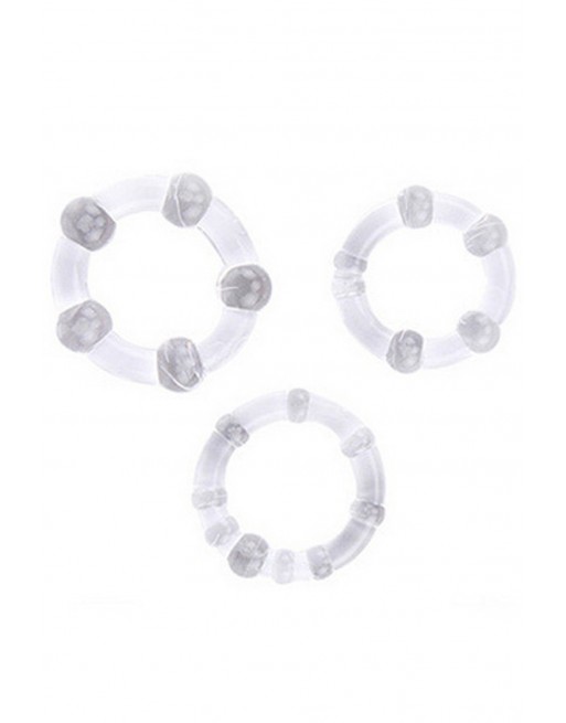 Pack 3 cockring transparents avec billes - CR-COR005CLE Pack 3 cockring transparents avec billes - CR-COR005CLE