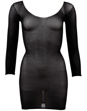 Robe en résille noire transparente, manches longues - R27138101101