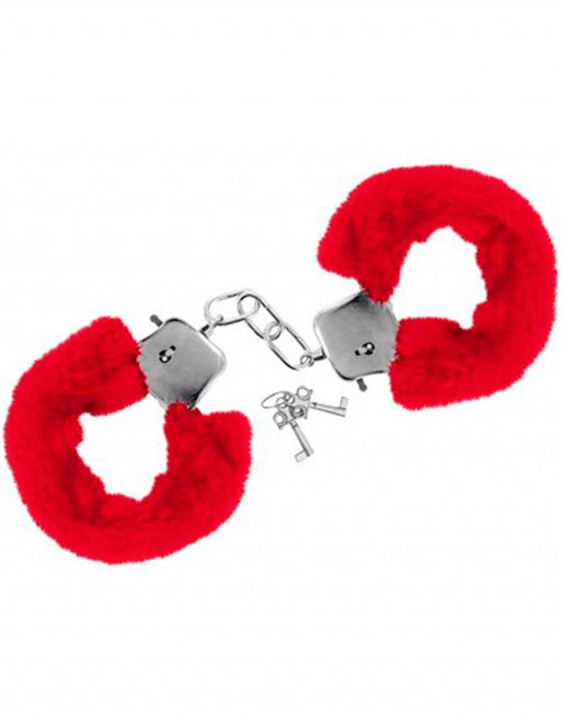Menottes fourrure rouges de poignets avec sécurité - CC5140030030 Menottes fourrure rouges de poignets avec sécurité - CC5140030030