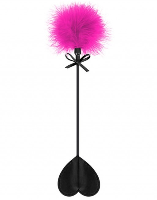 Cravache noire coeur bdsm avec plumeau rose - CC5700760201 Cravache noire coeur bdsm avec plumeau rose - CC5700760201