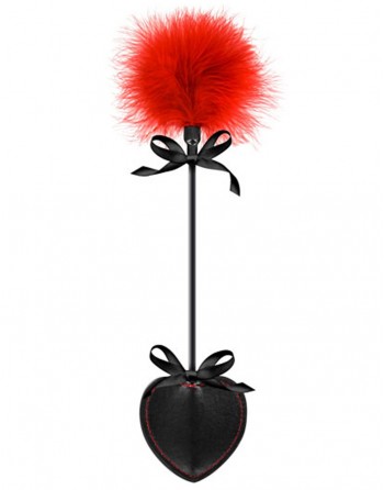 Cravache coeur noire bdsm avec plumeau rouge - CC570073