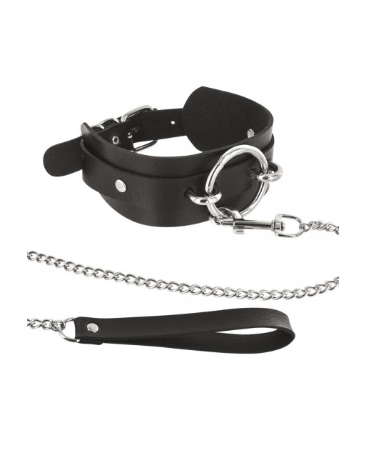 Collier fétichiste large anneau métal et laisse - CC6060180010 Collier fétichiste large anneau métal et laisse - CC6060180010