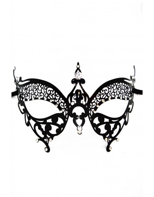 Masque vénitien Alida rigide noir avec strass Masque vénitien Alida rigide noir avec strass