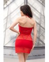 Robe Cocktail Bustier rouge Milena dentelle et fine résille