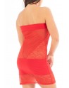 Robe Cocktail Bustier rouge Milena dentelle et fine résille