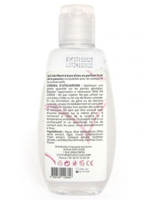 Lubrifiant à base d'eau 100% naturel Fruit de la passion 90ml Lubrifiant à base d'eau 100% naturel Fruit de la passion 90ml
